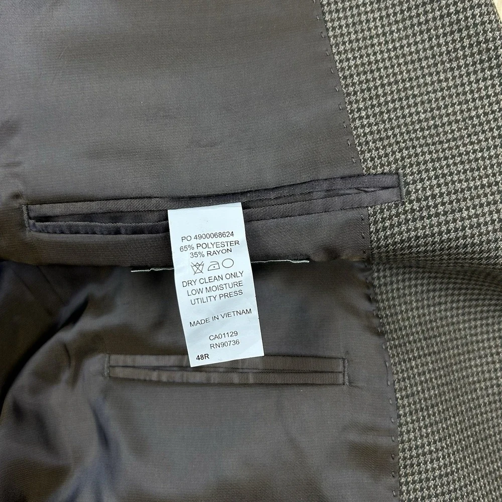 Lauren Ralph Lauren Blazer Mens 48R Brown Houndstooth Sport‎ Coat Jacket